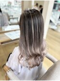 グレージュカラー/ボブウルフ/ココアベージュ/ブリーチ