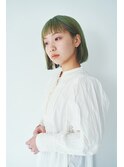 切りっぱなしボブ×ハイトーン×イエローグリーン