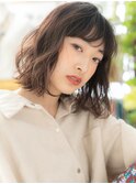★グレージュアッシュくせ毛風小顔抜け感ボブパーマ30代40代★1