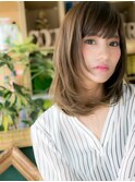 斜めバングオリーブアッシュレイヤーカットh4上尾20代30代40代