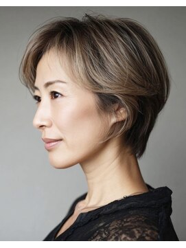 ハーツ(Heart's) 白髪ぼかし/イメチェンヘアスタイル/前髪カタログ/ショートボブ