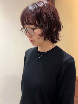 プフ 伏見(puf) [puf 伏見/丸の内/栄/名古屋]レッド×ショートボブパーマ★大野