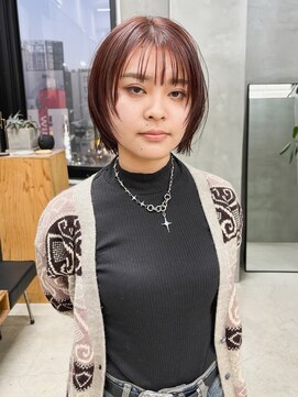 テトヘアー(teto hair) レッドカラー　レイヤーボブ　暖色　ボブ　ミニボブ