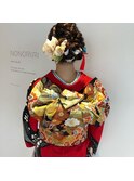 布花アレンジ着物ヘアセット×和風＿編み上げアップスタイル