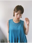 外ハネボブ_くびれボブ_ショートカット_ナチュラル艶カラー