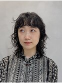ハンサムショート前下がりボブ切りっぱなしボブニュアンスパーマ