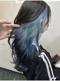 インナーカラー 水色グラデーション