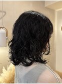 ミディアム/ボブ/レイヤー/顔周りレイヤー/艶カラー/パーマ