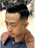 かき上げスキンフェードカットサイドパートショート