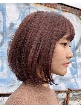 グラヘアーストーリー(gra HAIR STORY) 光に透けるピンクグレージュ×丸みボブ