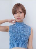 20代30代大人可愛い斜めバング小顔ショートボブシルキーベージュ
