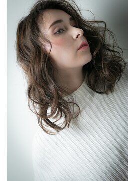 カバーヘア ブリス 川口(COVER HAIR bliss) ネイビーグレー大人巻きかきあげソバージュv川口20代30代40代