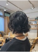 黒髪ボブ/波ウェーブパーマ/ラフウェーブ/ボブパーマ