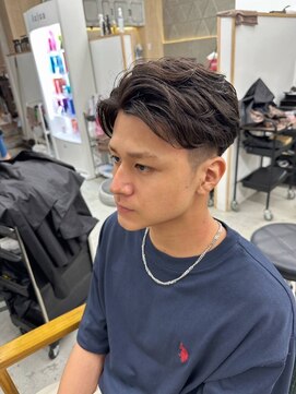 フラッグヘアー 博多駅前店(Flag HAIR) メンズパーマ短髪ツーブロック束感モテる黒髪