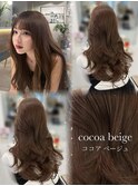 レイヤーカット/韓国風巻き/ココアベージュ/ブリーチなし/顔周り