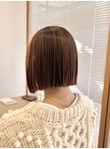 ホワイトグレージュミニウルフデジタルパーマチェリーブラウン