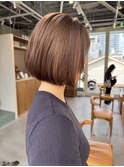柔らかベージュ/ブリーチ1回~/丸みボブ