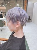 グレーシルバーツーブロック韓国マッシュ/ブリーチデザイン原宿