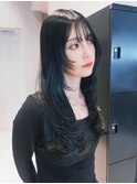 前髪カットロング顔周りレイヤー韓国ヘア_F30713