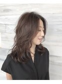 大人美人艶カラーパープルグレージュ透明感小顔レイヤーロング
