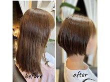                縮毛矯正+ショートボブ