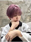 ハイトーンピンク×マッシュショート