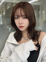 ソラ 広尾店(SORA)&nbsp;ミディアムレイヤー/顔周りカット/ウェーブ巻き