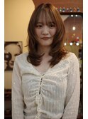 ケアブリーチミルクティーブラウン顔まわりレイヤーカット岡山