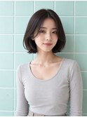 大人ナチュラル前髪なしボブ