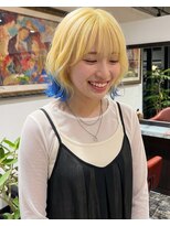 グッドフェローズ キタホリエ(GoodFellas kitahorie)&nbsp;ブリーチ×ブルーインナーカラーのレイヤーショートハイトーン