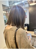 〇切りっぱなしボブ グレージュ 透明感カラー