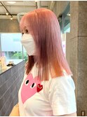 ダブルカラーピンクベージュケアブリーチハイトーン髪質改善