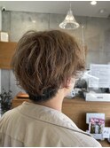 メンズニュアンスパーマ×ミルクティーカラー