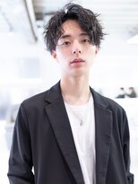 イオ 本厚木(io)&nbsp;波巻きスパイラルパーマセンターパートアッシュブラック