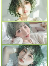 ヘアアンドメイク ルシア 奈良店(hair & make Lucia) ライムグリーンハイトーン☆ブリーチ/カラーバター/推しカラー