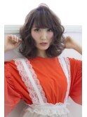 ふんわりくびれミディアムボブミルキーグレージュ20代30代