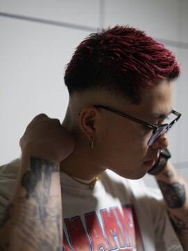 ボブ 金沢(BOB) 10代20代スキンフェードレッドカラーハイトーン