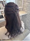 編み込みハーフアップ