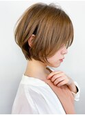 40代丸みショート/ブリーチ無しカラー×似合わせ