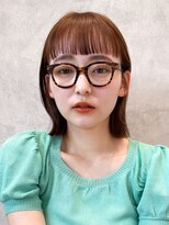 フルバング/レイヤーボブ/切りっぱなしボブ/美髪/ピンクブラウン