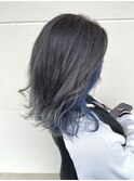 【HAIR lala+】#インナーカラー #サファイア #ブルー #シルバー