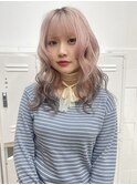 ホワイトピンク×グレーのグラデーションカラー
