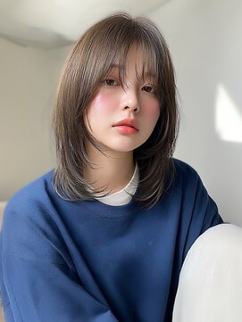 ジゼル 博多筑紫口店(GiseL) ミディアム　顔周りレイヤー　ハッシュカット　透明感　20代30代