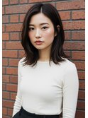 前髪なし小顔カットくびれレイヤーカットミディアムストレート