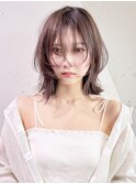ミディアム韓国ヘアおくれ毛美髪顔周りレイヤー_ba544133