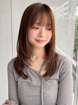 エトラ 渋谷店(etora) 韓国ヘア レイヤーカット くびれヘア  アプリコットオレンジ"