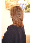 ハイライトとヘアマニキュアでメリハリミディアムヘア