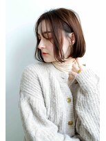 ムウ 難波(MOU) ボブクールショート前髪イメチェンピンクベージュ30代40代50代