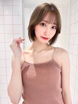 Moalana 名古屋 栄/髪質改善/縮毛矯正/レイヤー【モアラナ】&nbsp;ひし形レイヤーボブハッシュ/顔周り/オリーブベージュ/名駅