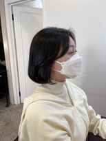 シェノン 西梅田(CHAINON)&nbsp;グレーベージュ/レイヤーロング/黒髪/前髪パーマ